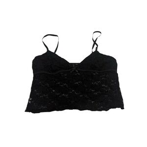 Black Lace Cropped Camisole Tank Top S/M